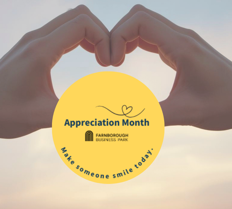 Two hands form a heart shape with "February Appreciation Month" text and logo overlaid.